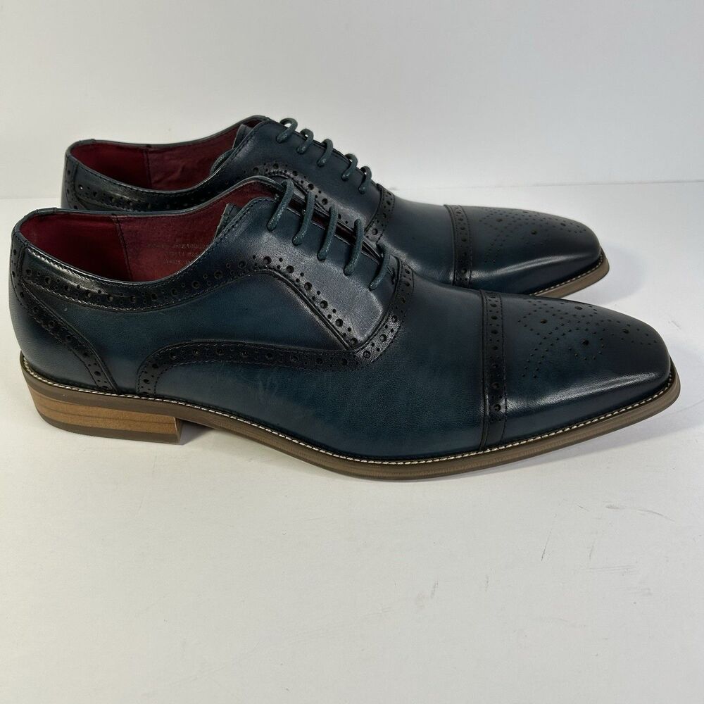 Asher Green Mens Size 8.5 AG114 Leather Cap Toe Oxfords Teal